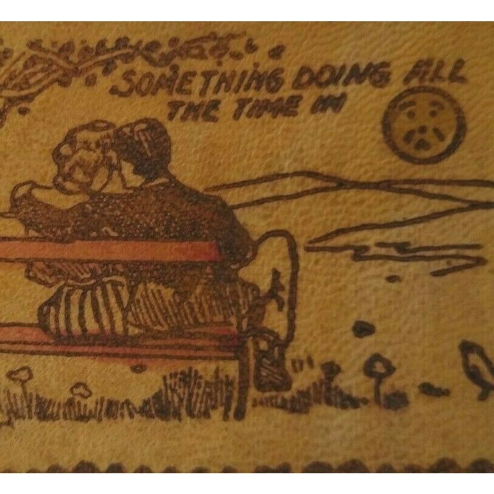 Leather Postcard Romantic Couple Park Bench Anthropomorphic Sun Robbins Unused